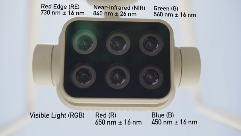 Capteurs multispectraux du DJI Phantom 4 Multispectral