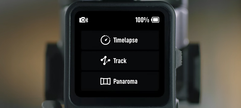 Écran de droite (Fonctionnalités intelligentes) - stabilisateur DJI RS 3 Pro (Paramètres Timelapse, Track & Panorama)