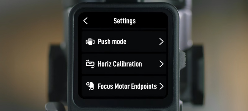 Paramètres (Mode Push, Étalonnage Horizontal, Moteur Focus) - stabilisateur DJI RS 3 / RS 3 Pro