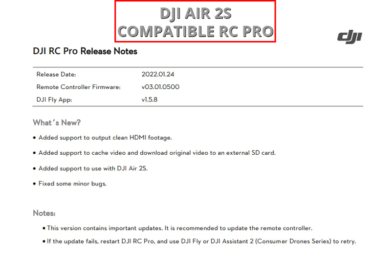 Drone DJI Air 2S compatible avec la radiocommande RC Pro