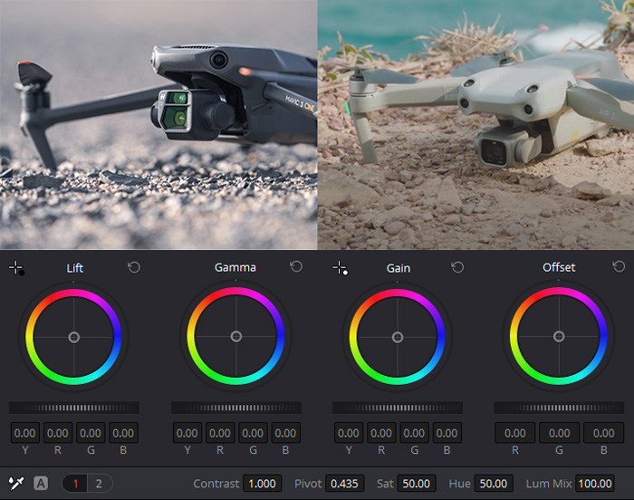 Drone DJI Air 2S vs Mavic 3 Cine : Étalonnage et Colorimétrie