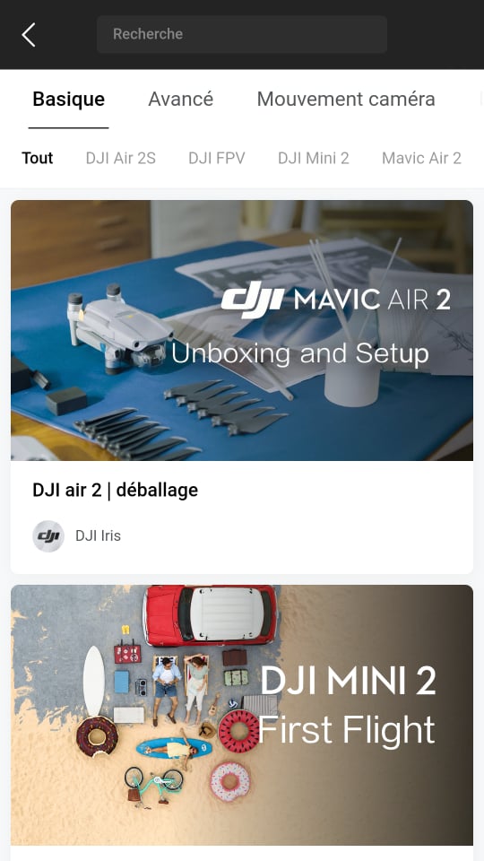 Application DJI Fly - Academie