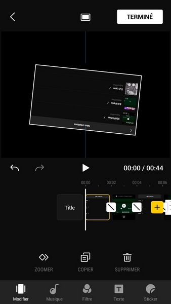 Redimensionnage vidéo avec l'application mobile DJI Fly