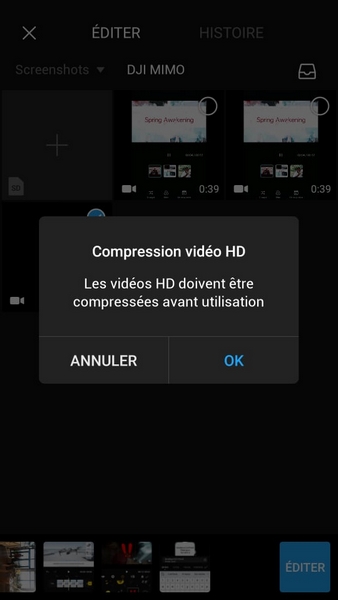 Compression vidéo (DJI Mimo)
