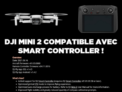 DJI Mini 2 : Compatible avec la radiocommande DJI Smart Controller !